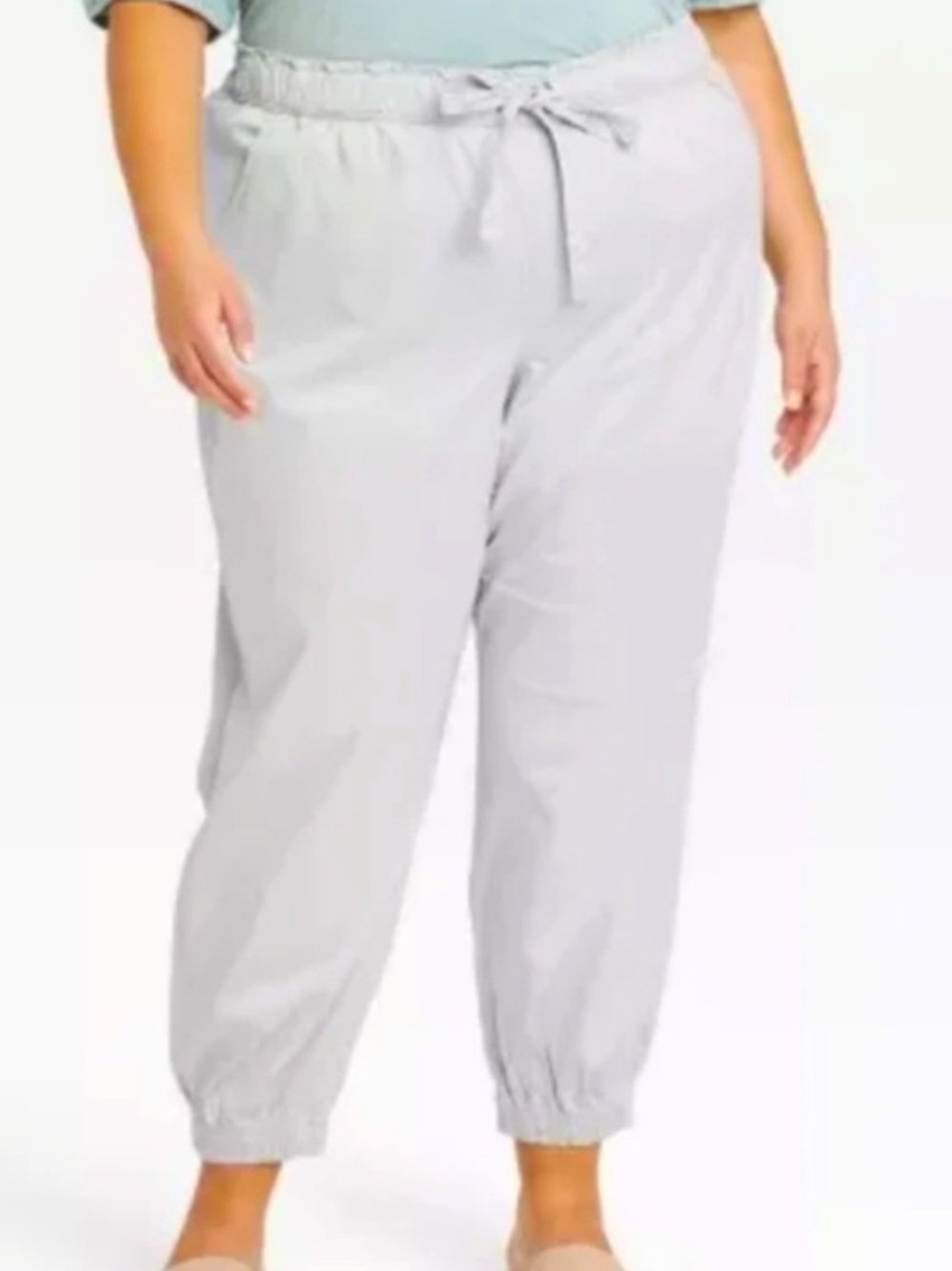 Knox Rose Women's Mid-Rise Drawstring Waist Jogger Pants Sz Lg